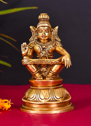 Brass Lord Ayyappa/Ayyappan Superfine Idol (6.2 Inch)