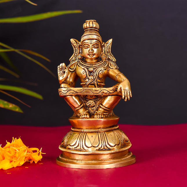 Brass Lord Ayyappa/Ayyappan Superfine Idol (6.2 Inch)