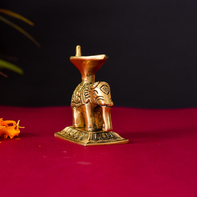 Brass Elephant Standing Diya