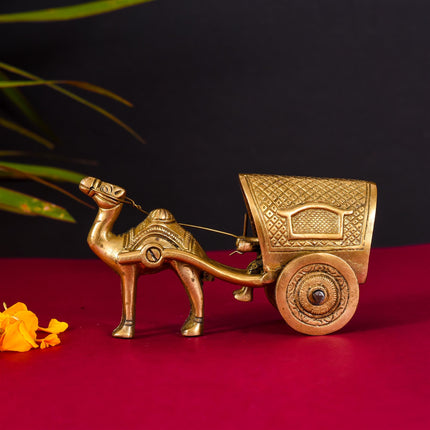 Brass Handmade Camel Cart (3 Inch)