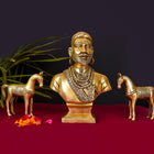 Brass Chatrapati Shivaji Maharaj Bust Sculpture (12 Inch)