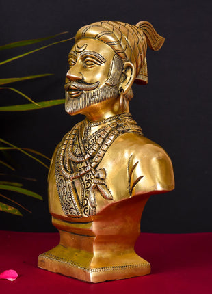 Brass Chatrapati Shivaji Maharaj Bust Sculpture (12 Inch)