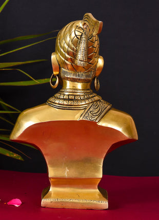 Brass Chatrapati Shivaji Maharaj Bust Sculpture (12 Inch)
