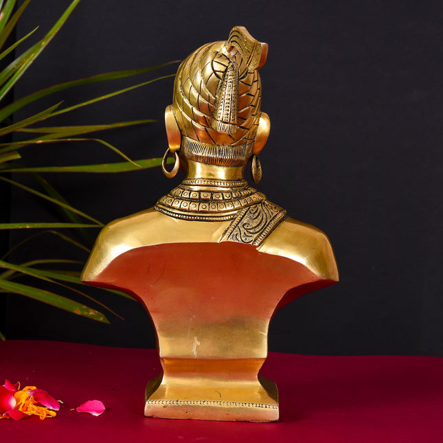 Brass Chatrapati Shivaji Maharaj Bust Sculpture (12 Inch)