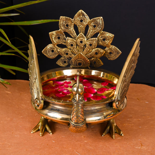Majestic Brass Peacock Urli (11" Inch)