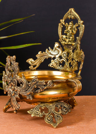 Brass Beautiful Ganesha Urli (13 Inch)
