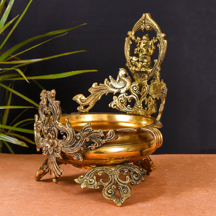 Brass Beautiful Ganesha Urli (13 Inch)