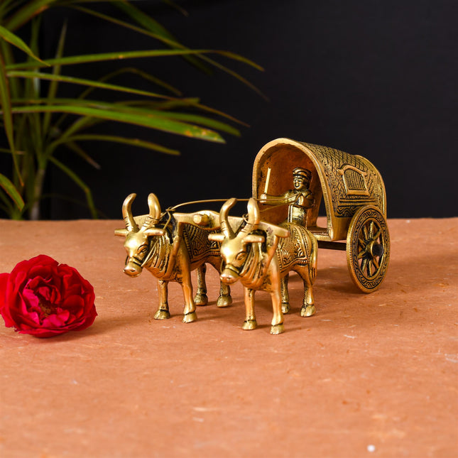 Brass Double Bullock Cart (3.5 Inch)