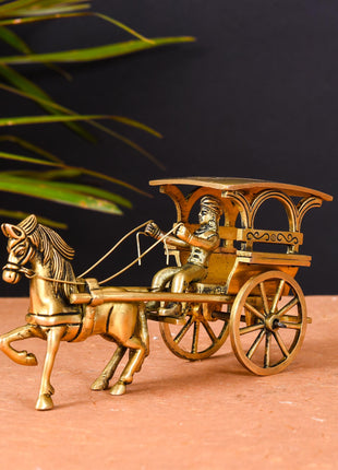 Brass Running Horse Cart/Chariot (4 Inch)