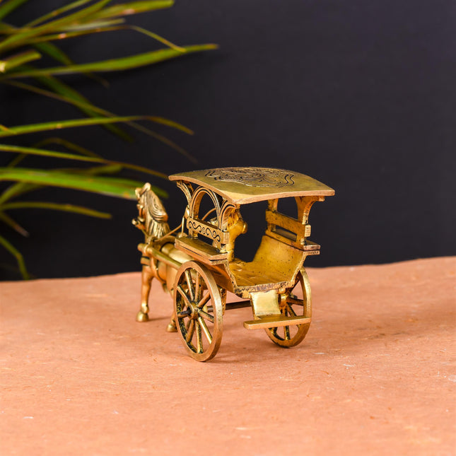 Brass Running Horse Cart/Chariot (4 Inch)
