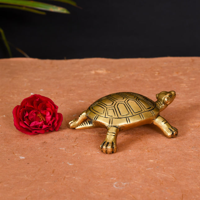 Brass Tortoise Figuruine For Vastu/Feng Shui (1.5 Inch)