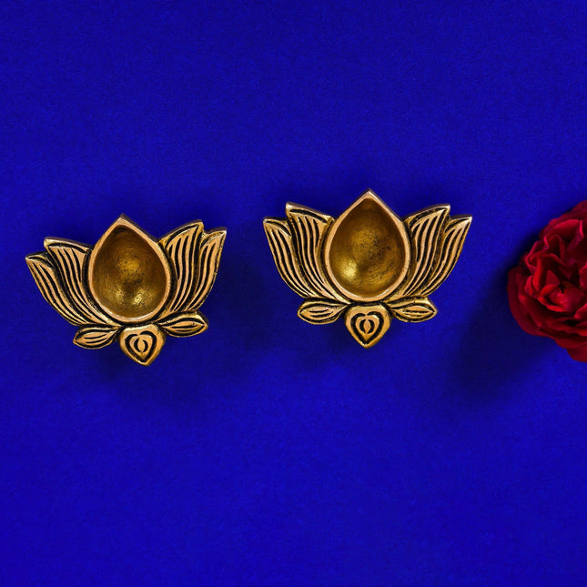 Brass Lotus Flower Diya Pair