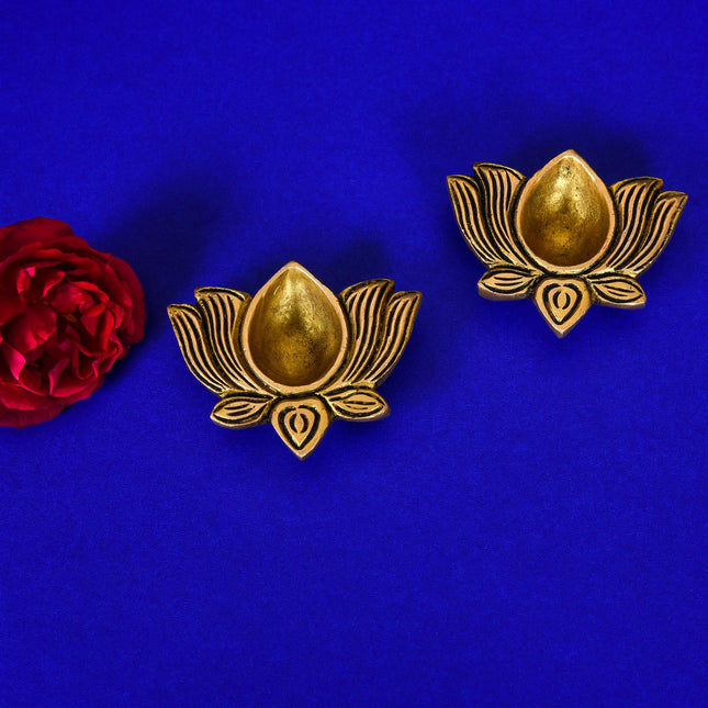 Brass Lotus Flower Diya Pair
