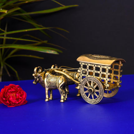 Brass Double Bullock Cart (3.2 Inch)