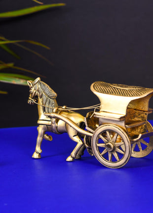 Brass Running Horse Cart/Chariot (3.5 Inch)