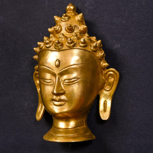 Brass Buddha Face Wall Hanging (6 Inch)