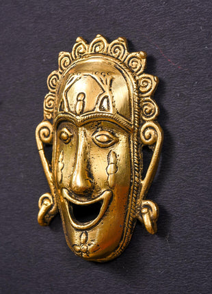 Brass Tribal Face Wall Hanging (4.3 Inch)