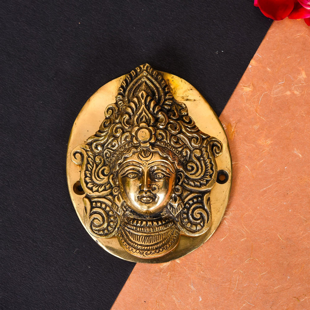 Brass Durga Face Door Knocker (5 Inch) Vedansh Craft