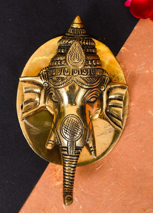 Brass Ganesha Face Door Knocker (7 Inch)