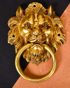 Brass Roaring Lion Face Door Knocker (8 Inch)