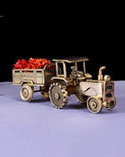 Brass Tractor With Trailer (4 Inch)