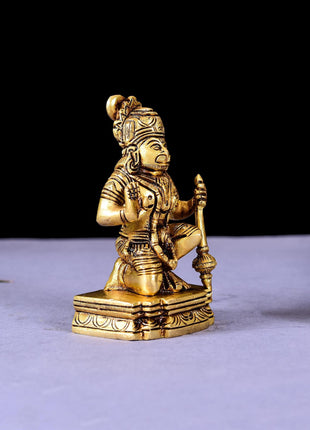Brass Blessing Superfine Hanuman Idol (4 Inch)