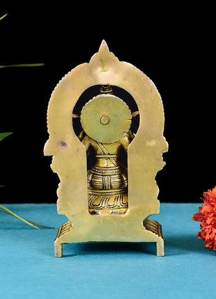 Brass Lakshmi On Throne (Singhasan) (7.5 Inch)