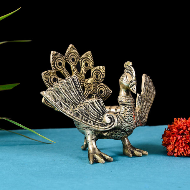 Brass Mini Peacock Urli Diya/Lamp (6.5 Inch)