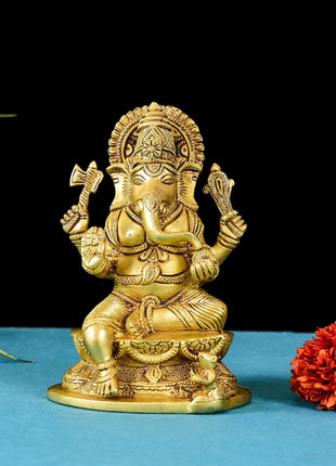 Brass Ganesha Superfine Idol (7 Inch)