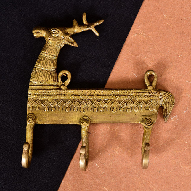 Brass Deer Wall Key Hanger (5.5 Inch)