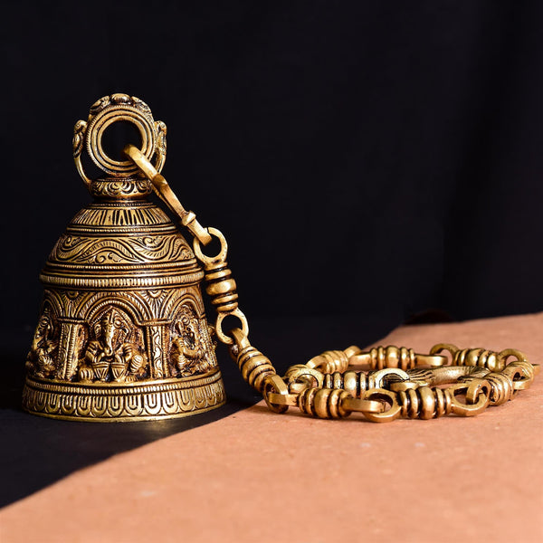 Brass Superfine Ganesha Wall Hanging Temple Bell (32.5 Inch)