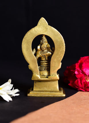 Brass Ganesha On Throne (Singhasan) Idol (4 Inch)