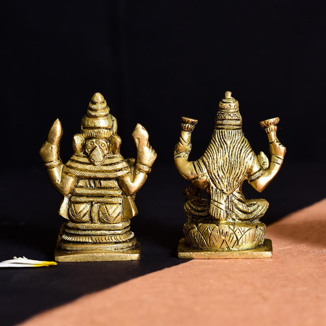 Brass Ganesha And Lakshmi Set Idol