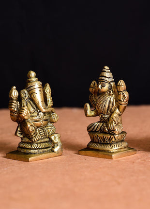 Brass Ganesha And Lakshmi Set Idol