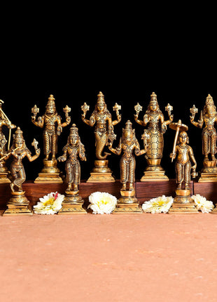 Brass Superfine Dashavatar/ Vishnu Avatar Statue Set (6.5 Inch)