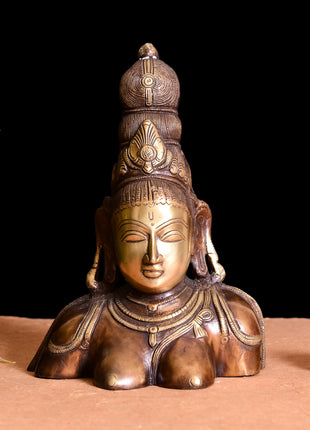 Brass Parvati Bust Statue (10.2 Inch)
