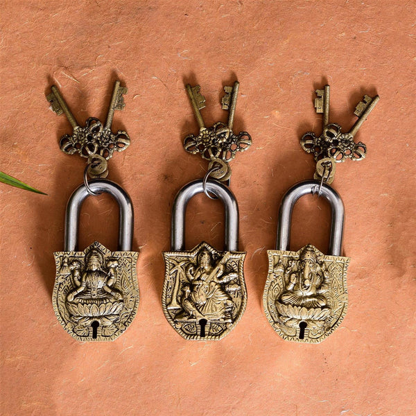 Brass Three Door Lock Set (4.5 Inch)