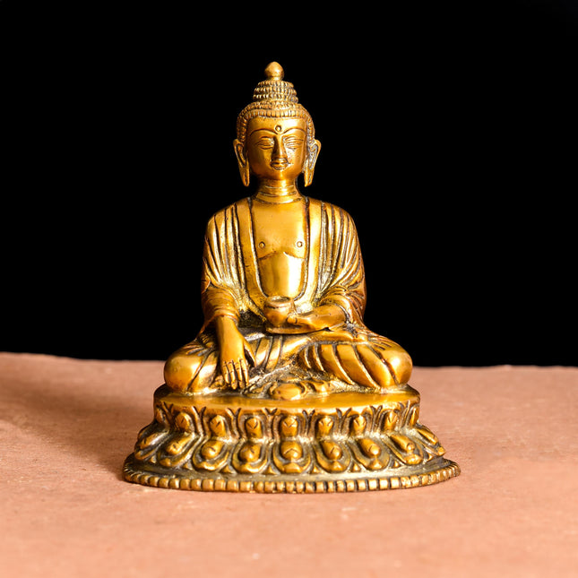 Brass Resting Buddha Statue (6.2 Inch)