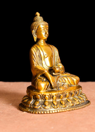 Brass Resting Buddha Statue (6.2 Inch)