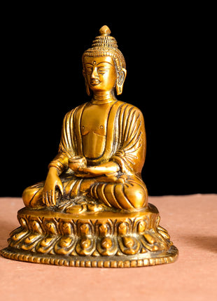 Brass Resting Buddha Statue (6.2 Inch)