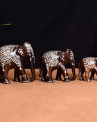 Wooden Inlay Elephant Family Set
