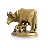 Brass Kamdhenu Cow With Calf Idol (3.2 Inch)