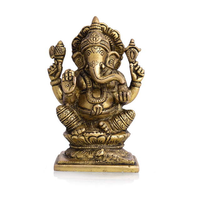 Brass Ganesha And Lakshmi Set (4.8 Inch)