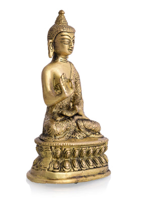 Brass Handcarved Blessing Buddha (7 Inch)