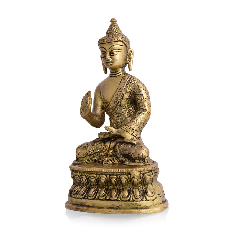 Brass Handcarved Blessing Buddha (7 Inch)