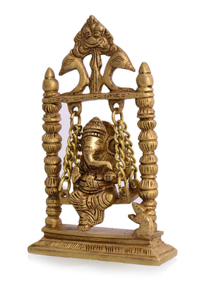 Brass Ganesha On Swing/Jhula (7.5 Inch)