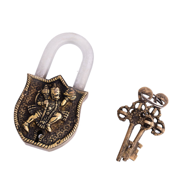 Brass Hanuman Door Lock With Three Brass Keys