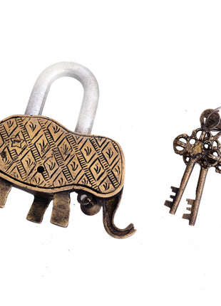 Brass Elephant Door Lock With Three Brass Keys