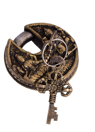 Brass Ganesha Lakshmi Round Door Lock (3 Inch)