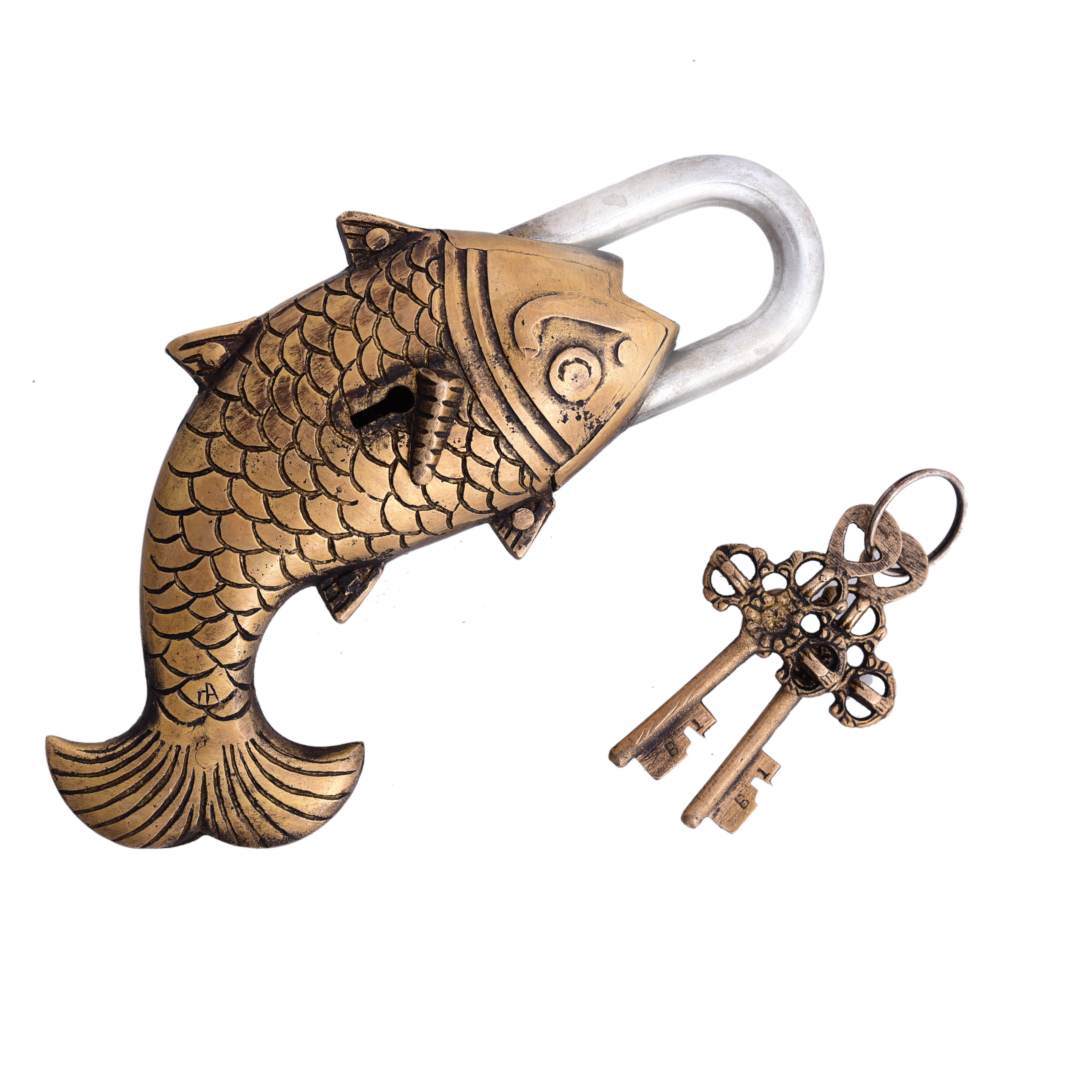 Brass Fish Door Lock With Two Keys (3 Inch) – Vedansh Craft